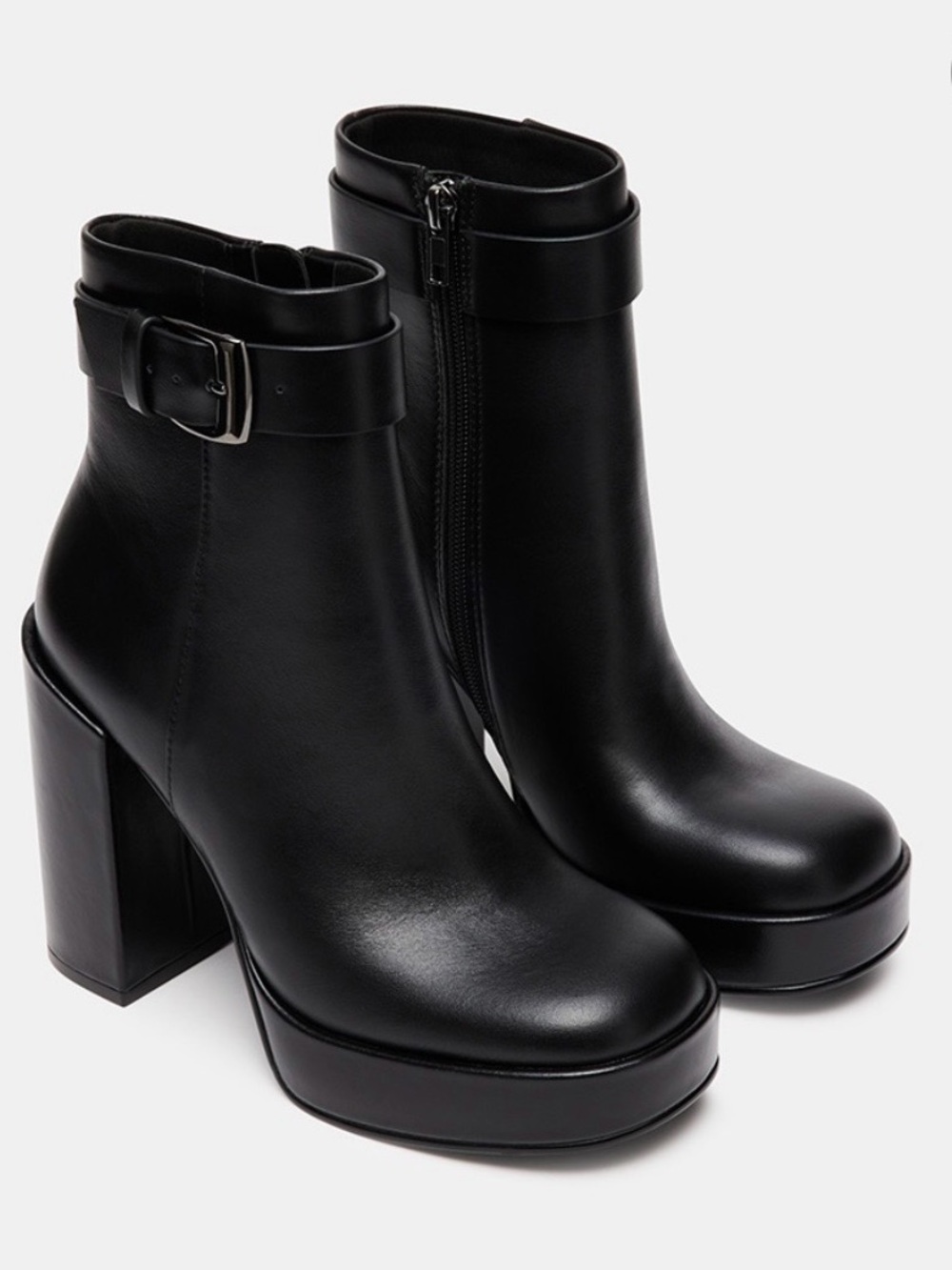 Steve Madden ‘Ziva’ Black Platform Boots with Buckle